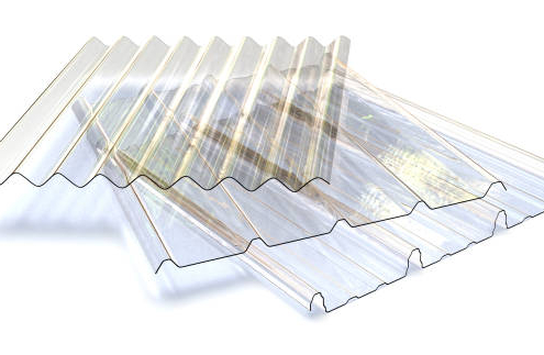 Profile sheets of transparent plastic isolated on white